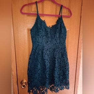 ASTR the label Blue Mini Crocheted Dress